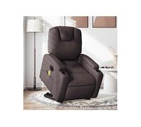 Fauteuil de relaxation, massage, inclinable électrique réglable tissu marron foncé