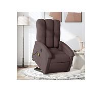 Fauteuil de relaxation, massage, inclinable électrique réglable tissu marron foncé