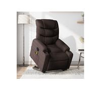 Fauteuil de relaxation, massage, inclinable électrique réglable tissu marron foncé