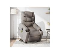 Fauteuil de relaxation, massage, inclinable électrique réglable tissu taupe