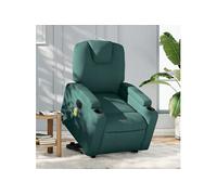 Fauteuil de relaxation, massage, inclinable électrique réglable tissu vert foncé