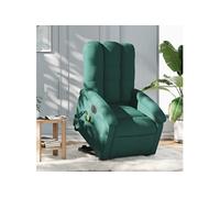 Fauteuil de relaxation, massage, inclinable électrique réglable tissu vert foncé