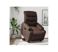 Fauteuil de relaxation, massage, inclinable électrique similicuir marron