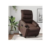 Fauteuil de relaxation, massage, inclinable électrique similicuir marron