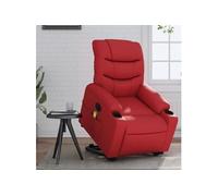 Fauteuil de relaxation, massage, inclinable électrique similicuir rouge