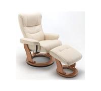 Robas Lund 64026CH5 Fauteuil de Relaxation avec tabouret - Hamilton - Cuir/Crème - 85 x 85 -110 x 105 cm