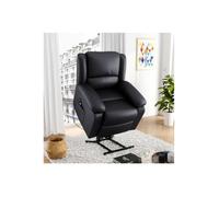 Fauteuil de Relaxation Releveur électrique 1 place en Simili LEO - Noir - L88 x 93 x 96cm - LOUNGITUDE
