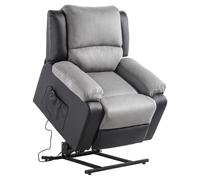 Fauteuil de Relaxation Releveur électrique 1 place Microfibre et Simili LEO - Gris et Noir - L88 x 93 x 96cm - LOUNGITUDE
