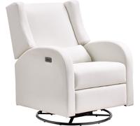 Fauteuil de repos électrique pivotant et coulissant - charge admissible 113,4 kg - fauteuil pivotant coulissant et à angle réglable - surface polyester - pour salon, chambre à coucher - blanc crème