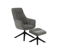 Toilinux - Fauteuil de salon avec accoudoirs et repose-pieds - Gris et Noir - Hailey Gris G