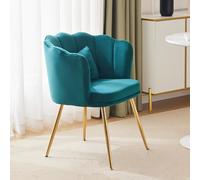 Fauteuil de salon, coiffeuse, avec accoudoirs, fauteuil de relaxation, fauteuil de lecture, fauteuil d'accentuation avec revêtement en velours, pieds en métal, pour chambre à coucher / Esszim (vert)