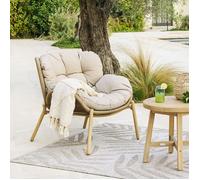 Fauteuil de salon de jardin ""Meloane"" beige acier et polyester - Hespéride
