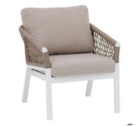 Fauteuil de salon de jardin ""Oriengo"" taupe & blanc en aluminium traité époxy - Hespéride