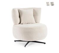 Fauteuil de salon effet chenille design moderne Gonnie Bizzotto - Écru