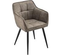 Fauteuil de Salon Élégant Siège Rembourré Design Imitation Velours Polyester Métal 79 x 56 x 54 cm Taupe [en.casa] Taupe G
