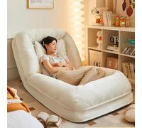 Fauteuil de salon en laine d'agneau pour adultes et animaux domestiques - Lit pour chien pour homme - Pouf pliable avec 5 vitesses de réglage pour balcon ou chambre à coucher