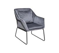 Atmosphera - Fauteuil de salon en velours avec structure en fer - Gris galet Gris G