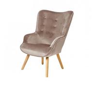 Fauteuil De Salon En Velours Beige Home Deco Factory