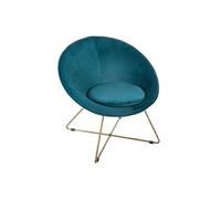 Atmosphera - Fauteuil de salon en velours Evan - Bleu canard - Evan Bleu G