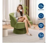 Fauteuil de salon, Fauteuil d'appoint moderne pivotant à 360 degrés en velours rembourré,Style Scandinave, pour Salon Chambre,VERT