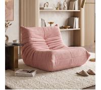 Fauteuil de Salon Gain de Place | Design Soigné en Velours de Laine Confort Hôtelier | Canapé Bas de Sol Flânant - Rose