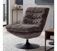 Fauteuil de salon HWC-Q29, fauteuil cocktail/rembourré/relax, fauteuil pivotant, tissu chenille (470 g/m²), certifié Oeko-Tex, structure en acier gris-marron