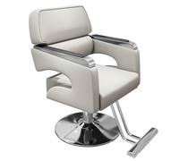 Fauteuil de Salon inclinable, pivotant à 360°, réglable en Hauteur, adapté aux Salons de beauté et de Coiffure,Beige,Silver Plate