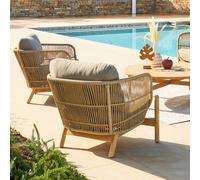 Fauteuil de salon jardin DEONA Taupe Acacia certifié FSC®, Polyester Hespéride