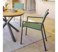 Fauteuil de salon jardin empilable ESSENTIA Vert olive / Graphite Aluminium traité époxy, Texaline Hespéride
