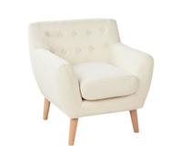 Fauteuil de Salon Moderne Dossier Boutonné en Tissu Beige Clair Motala