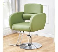 Fauteuil de Salon pour Coiffeur, Robuste, Fauteuil de barbier pivotant à 360 degrés, Fauteuil de Coiffure hydraulique, équipement de beauté pour Spa, Coiffure et Tatouage,Vert,Round Chassis