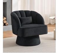 Fauteuil de salon - Velours - Noir - Pivotant 360° - Style Scandinave - 1 place
