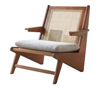 Fauteuil de Salon Vintage en rotin avec accoudoirs, Fauteuil de Lecture for Salon, Chambre, Balcon, terrasse(Brown)