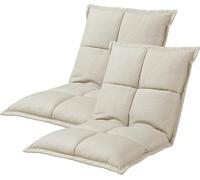 Fauteuil de sol 'Deinze' en lot de 2 réglable en 5 positions Chaise de sol rembourrée Beige