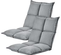 Fauteuil de sol 'Deinze' en lot de 2 réglable en 5 positions Chaise de sol rembourrée Gris clair