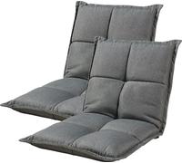 Fauteuil de sol 'Deinze' en lot de 2 réglable en 5 positions Chaise de sol rembourrée Gris foncé