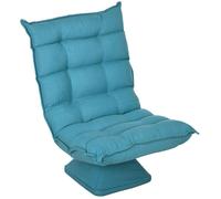 Fauteuil de Sol - Fauteuil Relax Paresseux Pivotant Dossier Inclinable Capitonné - 62 x 70 x 95 cm - Bleu
