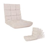 Fauteuil de sol HWC-N43, fauteuil de relaxation Coussin de sol Fauteuil pliant 6 positions de relaxation, structure stable en velours crème-gris