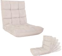 Fauteuil de sol HWC-N43, fauteuil de relaxation Coussin de sol Fauteuil pliant 6 positions de relaxation, structure stable en velours ~ crème-gris