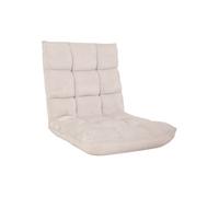 Fauteuil de sol HWC-N43, fauteuil de relaxation Coussin de sol Fauteuil pliant 6 positions de relaxation, structure stable en velours crème-gris