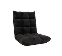 Fauteuil de sol HWC-N43, fauteuil de relaxation Coussin de sol Fauteuil pliant 6 positions de relaxation, structure stable en velours noir