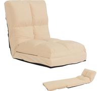 Fauteuil de sol HWC-N45, fauteuil-lit pliable Fauteuil fonctionnel, fonction sommeil pliable cadre acier velours ~ beige