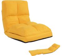 Fauteuil de sol HWC-N45, fauteuil-lit pliable Fauteuil fonctionnel, fonction sommeil pliable cadre acier velours ~ jaune