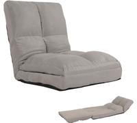 Fauteuil de sol HWC-N45, fauteuil-lit pliable Fauteuil fonctionnel, fonction sommeil pliable cadre acier velours ~ gris clair