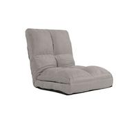 Mendler Fauteuil de sol HWC-N45 Fauteuil-lit pliable velours gris clair cadre acier