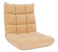 Fauteuil de sol HWC-N43, fauteuil de relaxation Coussin de sol Fauteuil pliant 6 positions de relaxation, structure stable en velours beige
