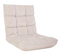Fauteuil de sol HWC-N43, fauteuil de relaxation Coussin de sol Fauteuil pliant 6 positions de relaxation, structure stable en velours crème-gris
