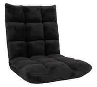 Fauteuil de sol HWC-N43, fauteuil de relaxation Coussin de sol Fauteuil pliant 6 positions de relaxation, structure stable en velours noir
