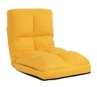 Mendler Fauteuil de sol HWC-N45 - Fauteuil-lit pliable en velours, cadre acier - Jaune