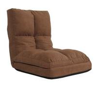 Mendler Fauteuil de Sol HWC-N45, Fauteuil-lit Pliable Fauteuil Fonctionnel, Fonction Sommeil Pliable Cadre Acier Velours - Brun